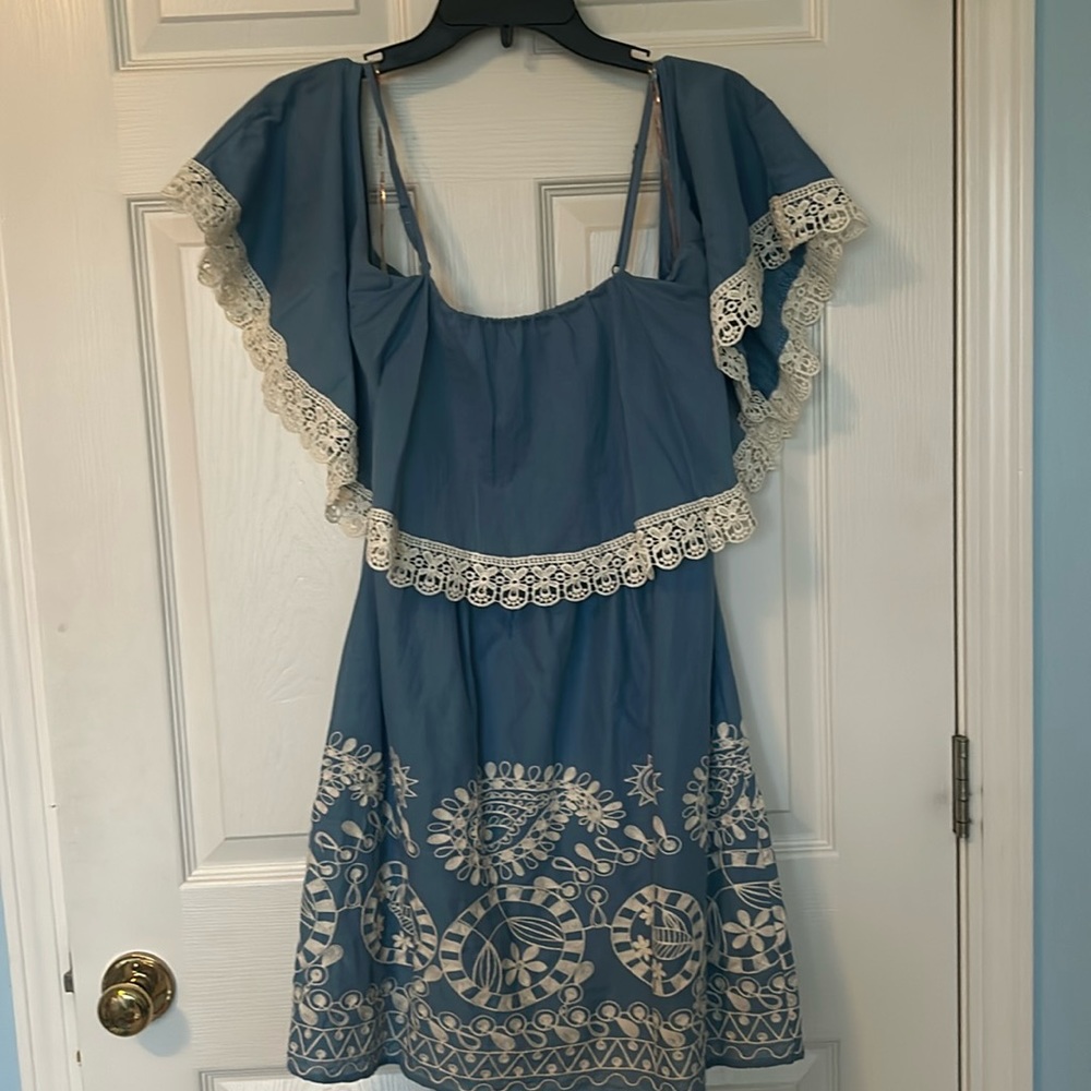 Blue off the shoulder boutique summer dress
